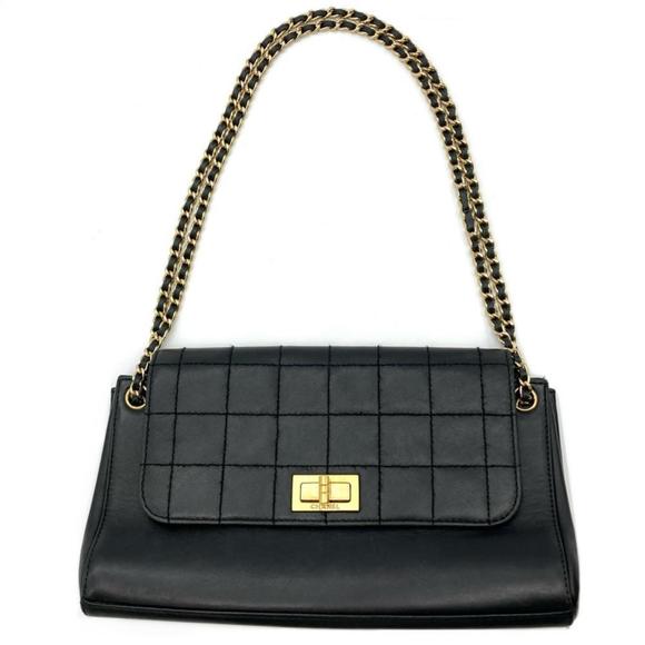 Chanel Handbags - CHANEL Chocobar Shoulder Bag Lambskin Black